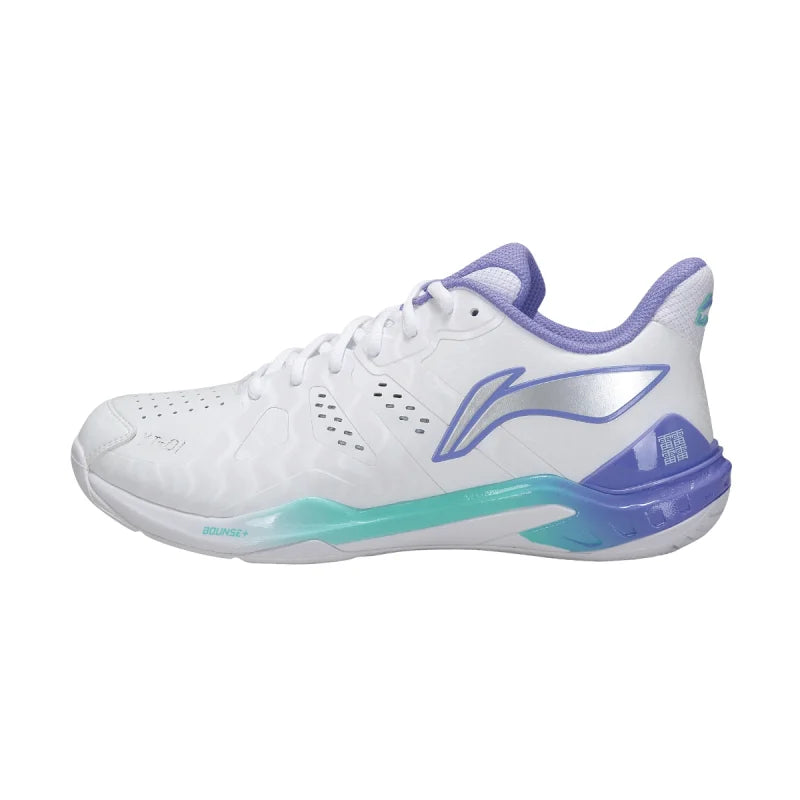Li-Ning Thunder V2.0 Badminton Shoes Unisex - White/Purple Standard White Violet Tulip Badminton Shoes Li-Ning